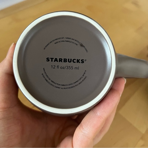 Starbucks Swirl 2 Coffee Mugs Matte Grey 2014 Limited Collectible 12oz Cups - Picture 8 of 8